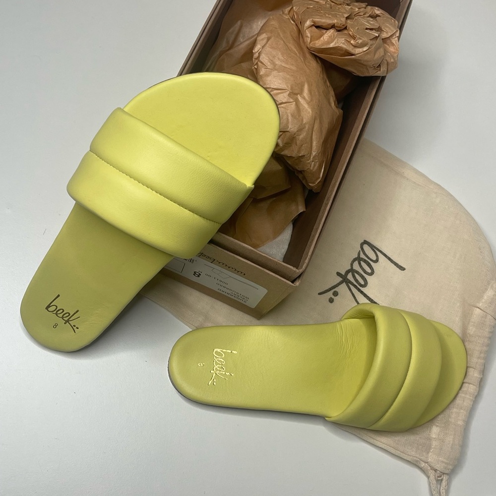 BEEK Leather Sugarbird Handmade One Band Sandals in celery
